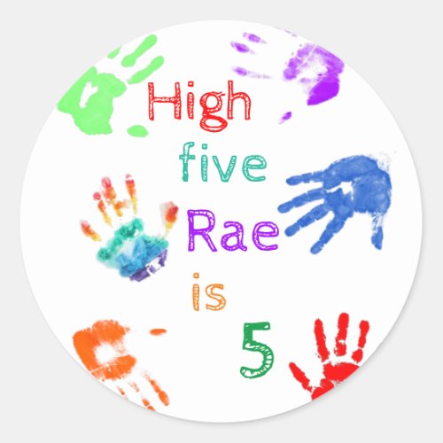 Paint Handprints Birthday with Personalized Name   Classic Round Sticker