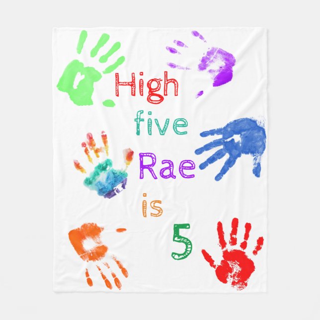 Paint Handprints Birthday with Personalized Name  Fleece Blanket (Front)