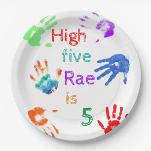 Paint Handprints Birthday with Personalized Name   Paper Plates