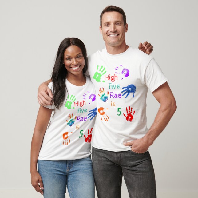 Paint Handprints Birthday with Personalized Name  T-Shirt (Unisex)