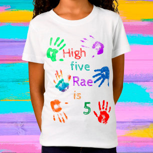 Paint Handprints Birthday with Personalized Name T-Shirt