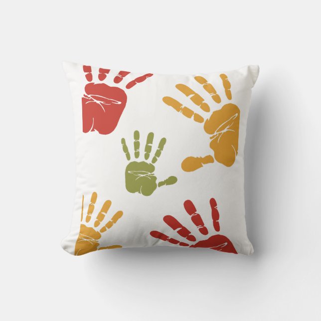 paint hands throw pillow (Front)
