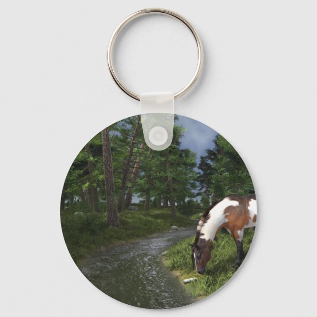 Paint Horse by Forest Stream Keychain (Front)
