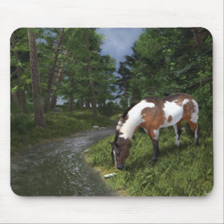 Paint Horse by Forest Stream Mouse Pad