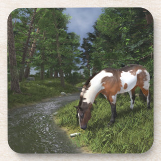 Paint Horse by the Forest Stream Beverage Coaster