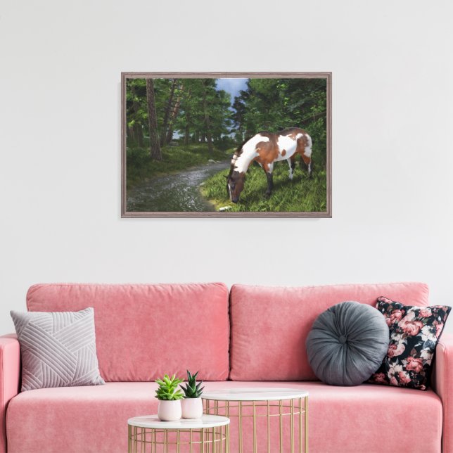 Paint Horse by the Forest Stream Canvas Print (Insitu(LivingRoom))