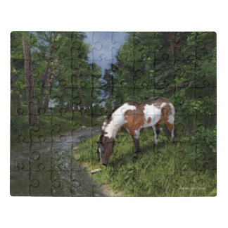 Paint Horse by the Forest Stream  Jigsaw Puzzle