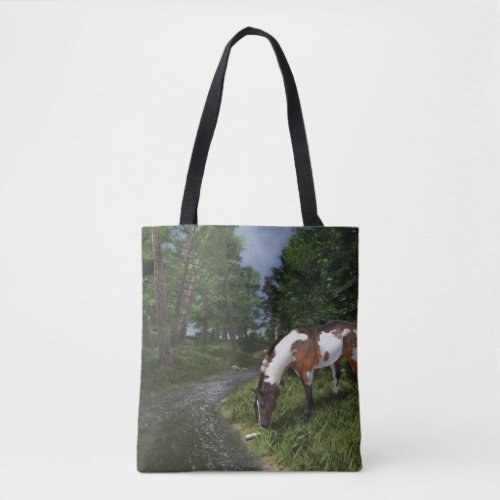 Paint Horse by the Forest Stream Tote Bag