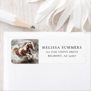 Paint Horse Galloping Art Return Address Label