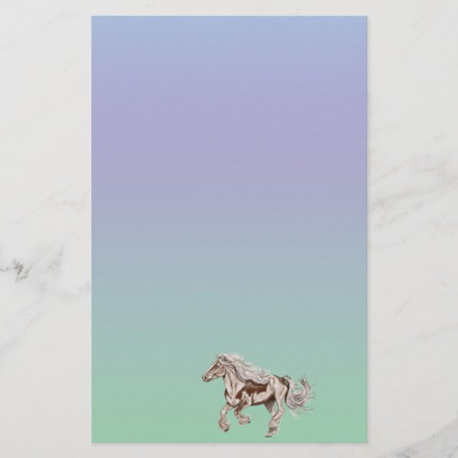 Paint Horse Galloping Stationery Paper (Front)