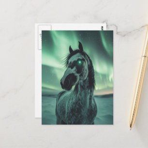 Paint Horse Glowing Eye Northern Lights Postcard