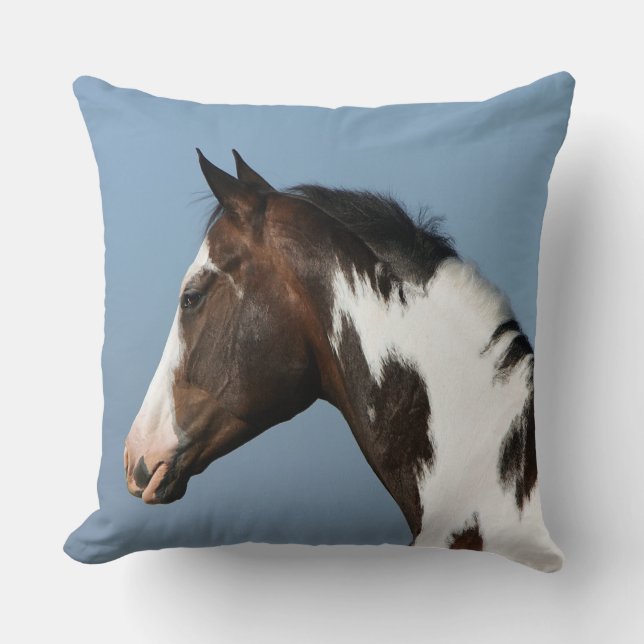 Paint Horse Headshot 1 Throw Pillow (Front)