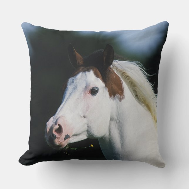Paint Horse Headshot 3 Throw Pillow (Front)