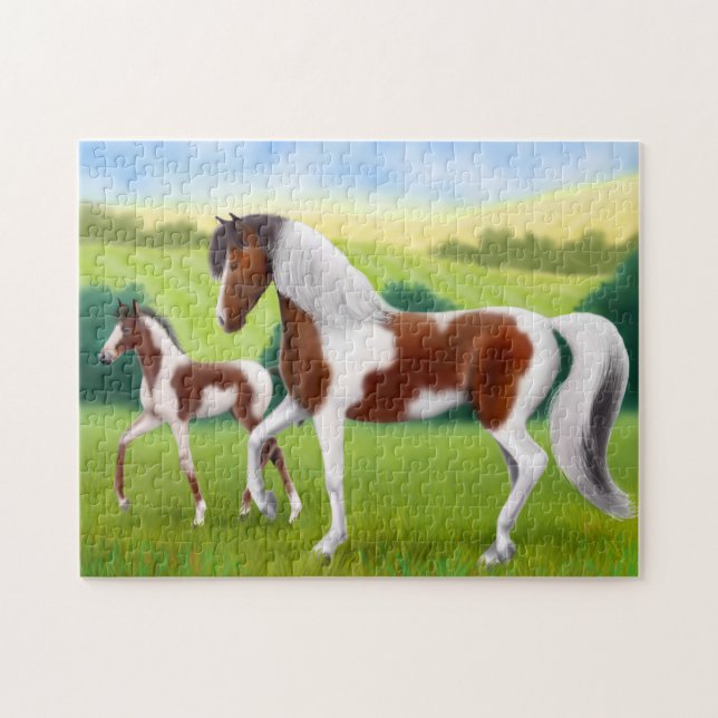 Paint Horse Mare & Foal Puzzle (Horizontal)