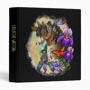 Paint Horse Mustang with Iris and butterflies 3 Ring Binder