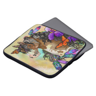 Paint Horse Mustang with Iris and butterflies Laptop Sleeve