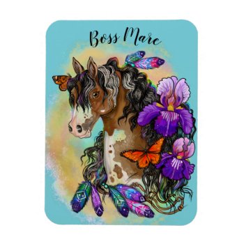 Paint Horse Mustang With Iris And Butterflies Magnet by Shadowind_ErinCooper at Zazzle