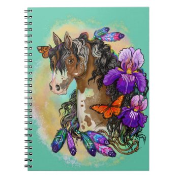 Paint Horse Mustang With Iris And Butterflies Notebook by Shadowind_ErinCooper at Zazzle