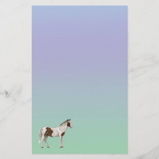 Paint Horse Pastel Stationery Paper (Front)