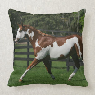 Paint Horse Running 1 Throw Pillow