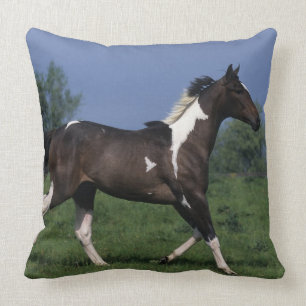 Paint Horse Running 2 Throw Pillow