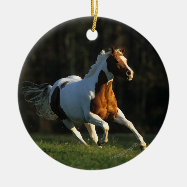 Paint Horse Running Fast Ceramic Ornament (Front)