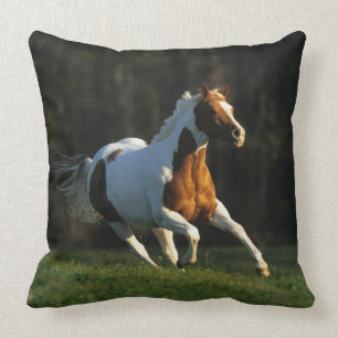Paint Horse Running Fast Throw Pillow