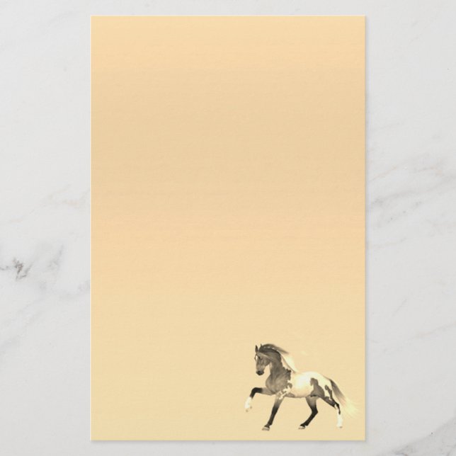 Paint Horse Running Pastel Stationery Paper (Front)