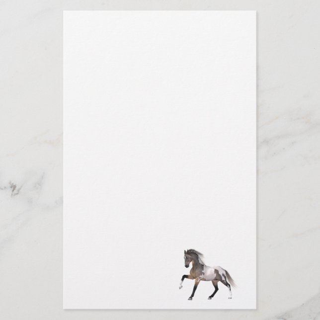 Paint Horse Running Stationery Paper White (Front)