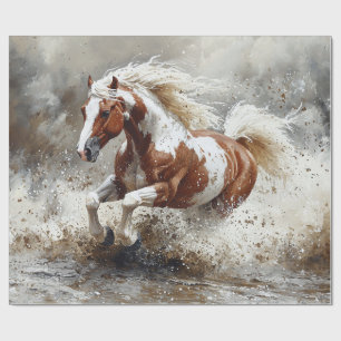 Paint Horse Running Through Water Decoupage Wrapping Paper