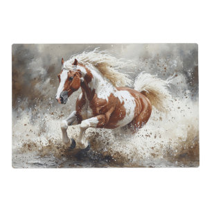 Paint Horse Running Through Water Placemat