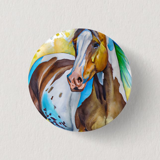 Paint Horse Watercolor Button (Front)