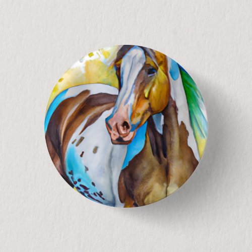 Paint Horse Watercolor Button