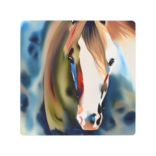 Paint Horse Watercolor Metal Print