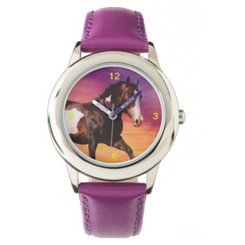 Paint Horse with a colorful sunrise Watch