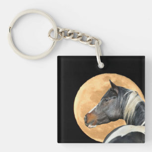 Paint Horse With Full Moon Keychain