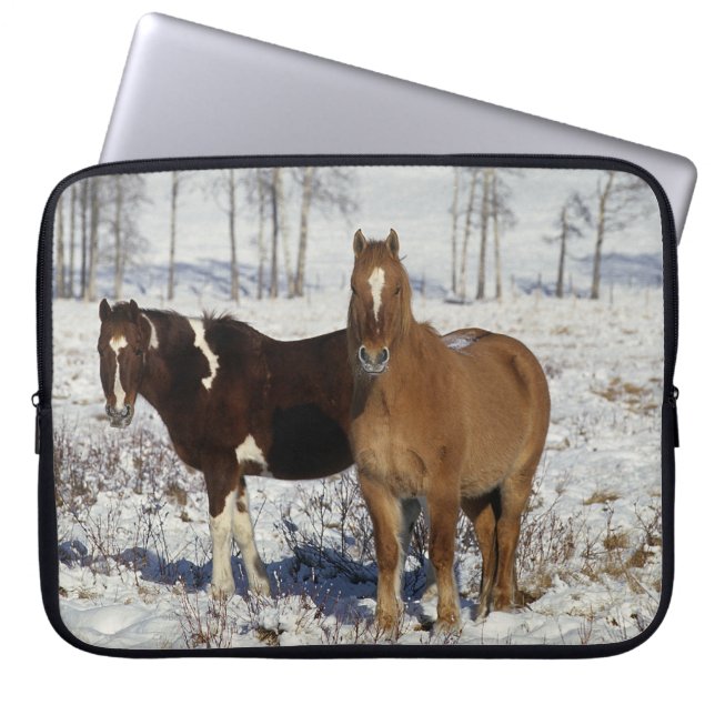 Paint Horses in the Snow Laptop Sleeve (Front)