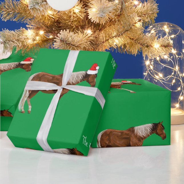 Paint Horses & Red Santa Hat Christmas Wrapping Pa Paper (Holidays)