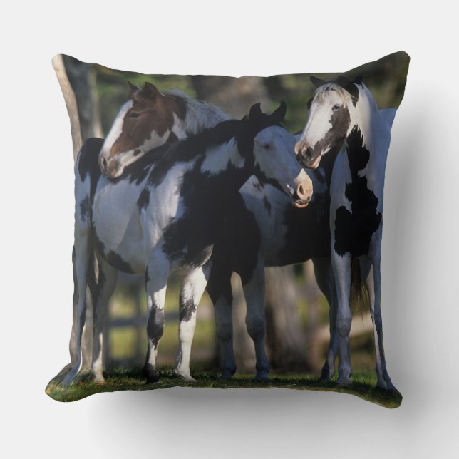 Paint Horses Throw Pillow (Front)