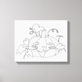 Paint It Cat Face Pumpkin on Wrapped Canvas Print