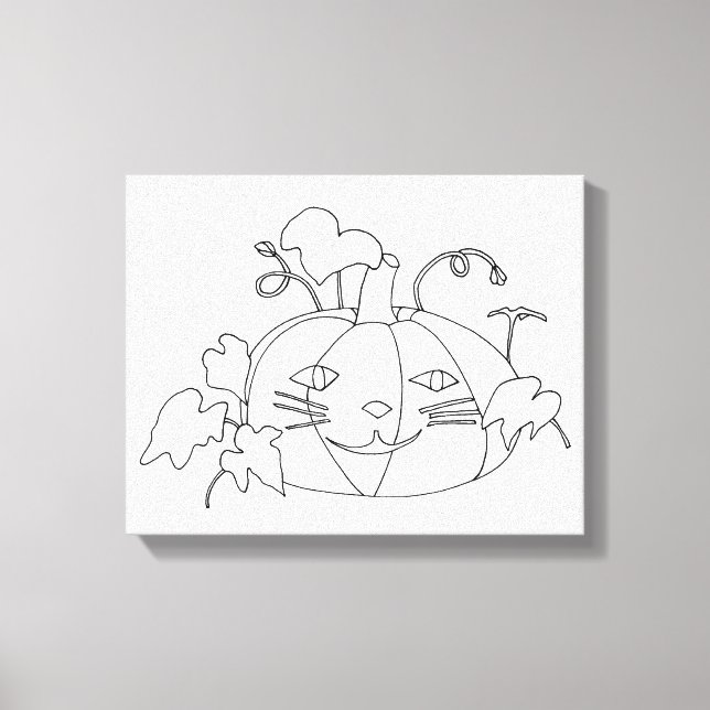 Paint It Cat Face Pumpkin on Wrapped Canvas Print (Front)