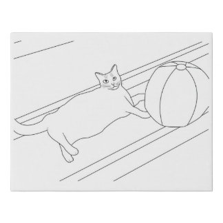 Paint It - Cat with beach ball drawing faux canvas