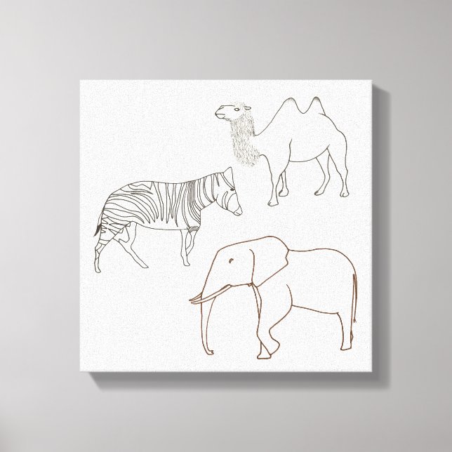 Paint It Elephant Zebra Camel Wrapped Canvas Print (Front)