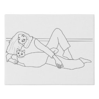 Paint It - Girl with cat drawing on faux wrapped Faux Canvas Print