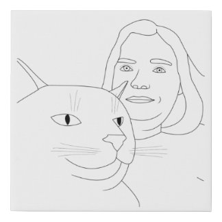 Paint It Happy Smiling Cat and Woman Canvas Print