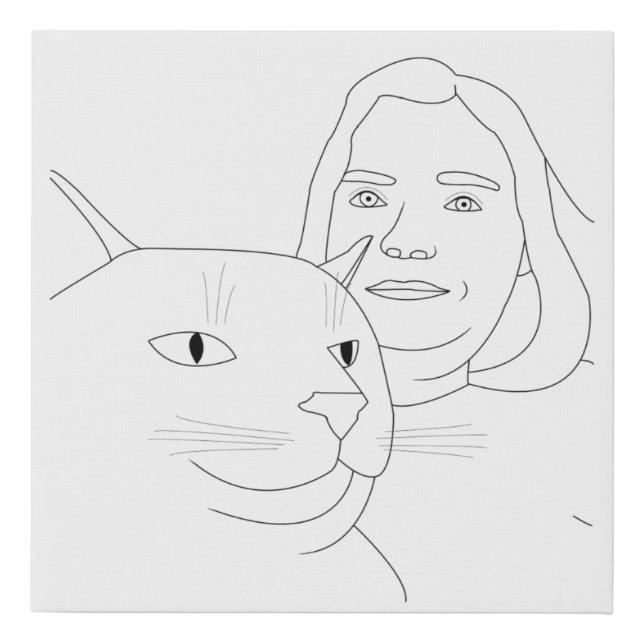 Paint It Happy Smiling Cat and Woman Canvas Print (Front)