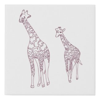 Paint It Mother and child giraffes faux canvas