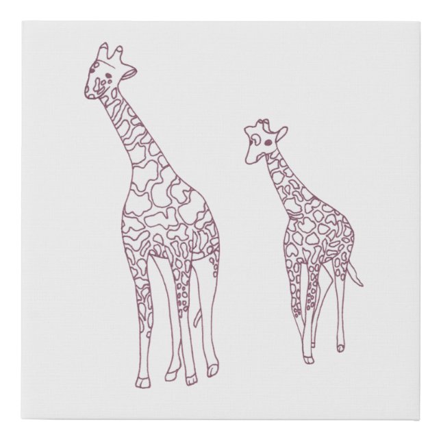Paint It Mother and child giraffes faux canvas (Front)