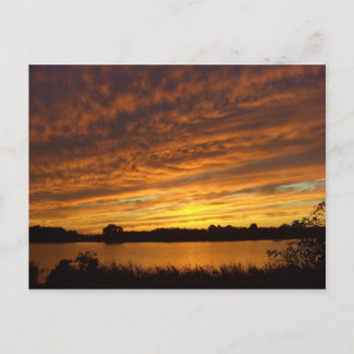 Paint it orange -cloudy lake sunset postcard