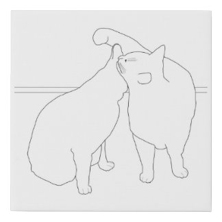 Paint It - Two Cats, Cat Kiss Drawing to Paint Faux Canvas Print